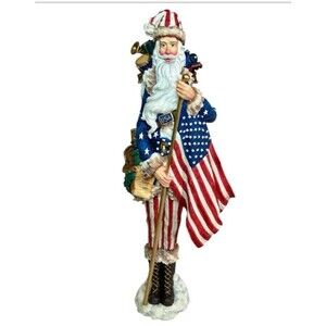 Lenox 2002 Pencil Santa Star Spangled Santa Patriotic Uncle Sam American Flag